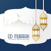 eid mubarak lovely greeting card design vector