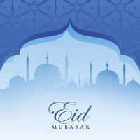 eid festival blue greeting background vector