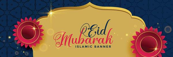 eid mubarak islamic decorative banner design vector