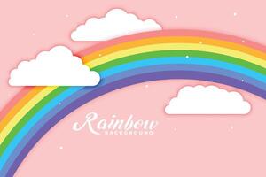 arched rainbow with cloud pink background vector