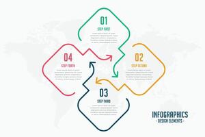 creativo línea estilo cuatro pasos infografía diseño vector