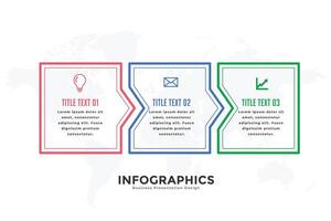 three steps infographic design template in line style vector