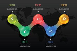 five steps dark infographic presentation template vector