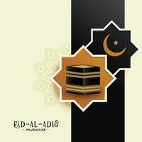 holy kaaba and crescent moon background design vector