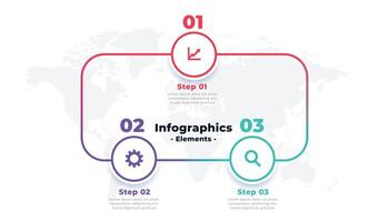 Tres pasos línea infografia diseño modelo diseño vector