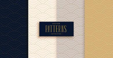 stylish chinese traditional curve lines pattern set vector