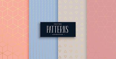 lovely geometric pastel and gold pattern set vector