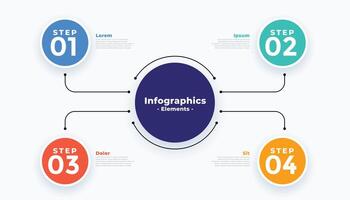 cuatro pasos moderno negocio infografia diseño vector