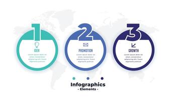 Tres pasos profesional circular infografía modelo diseño vector