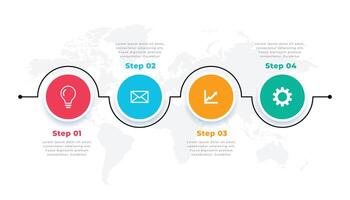 cuatro pasos cronograma circular inforáfico modelo diseño vector