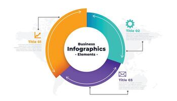 pie chart infographic for three steps template vector