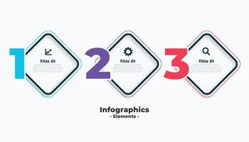 Tres pasos negocio infografia modelo diseño vector