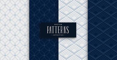 japanese sashiko pattern set in gray and indigo colors vector