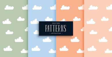 cute clouds pattern set in pastel colors vector