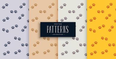 repeated dog or cat paw print pattern set vector