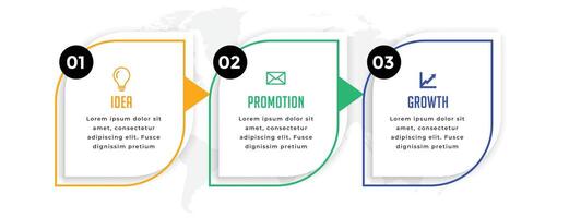 moderno negocio profesional infografía con Tres pasos vector