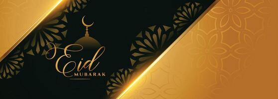 eid mubarak golden islamic festival banner design vector