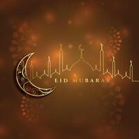 beautiful eid mubarak islamic festival card design vector