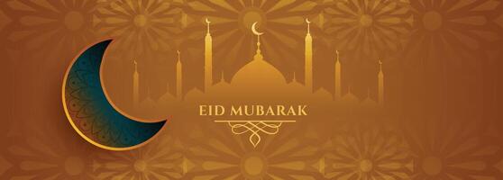 eid Mubarak deseos bandera en islámico estilo diseño vector