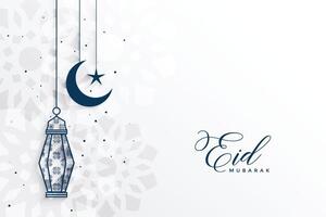 saludo islámico del festival eid con lámpara y luna vector