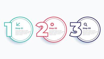 circular line three steps modern infographics template vector