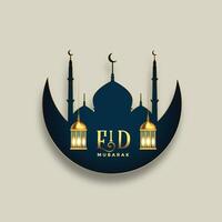 eid Mubarak islámico festival deseos saludo diseño vector