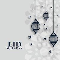 eid Mubarak plano estilo festival saludo diseño vector