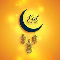 eid mubarak bright islamic wishes greeting background vector