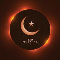 shiny eid mubarak festival wishes greeting design vector