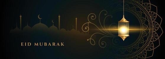 islamic lamp banner for eid festival design vector