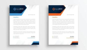 set of two a4 formal letterhead layout for business presentation vector