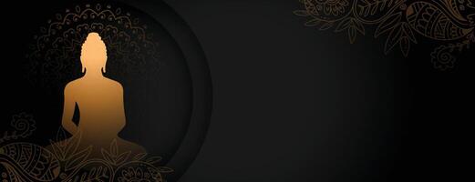 happy buddha purnima religious black wallpaper with text space vector