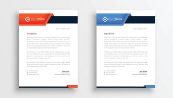 set of blue and red corporate letterhead layout for brand identity vector