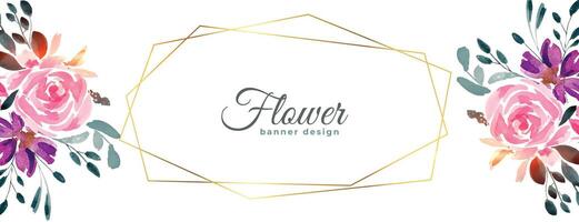 mano pintado florecer floral bandera para Boda decoración vector