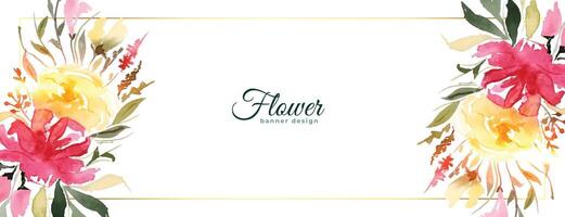 artistic watercolor floral bloom banner in hand drawn style vector