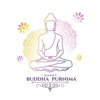 beautiful buddha or guru purnima event background in line art vector