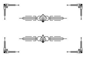 Arte deco línea borde. moderno Arábica oro marcos, decorativo líneas fronteras y geométrico dorado etiqueta marco diseño elementos vector