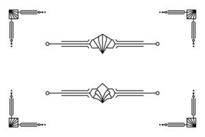 Art deco line border. Modern arabic gold frames, decorative lines borders and geometric golden label frame design elements vector