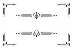 Art deco line border. Modern arabic gold frames, decorative lines borders and geometric golden label frame design elements vector