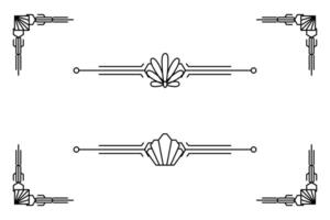 Arte deco línea borde. moderno Arábica oro marcos, decorativo líneas fronteras y geométrico dorado etiqueta marco diseño elementos vector