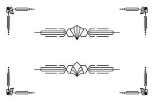 Art deco line border. Modern arabic gold frames, decorative lines borders and geometric golden label frame design elements vector