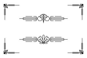 Art deco line border. Modern arabic gold frames, decorative lines borders and geometric golden label frame design elements vector