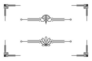Art deco line border. Modern arabic gold frames, decorative lines borders and geometric golden label frame design elements vector