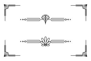 Art deco line border. Modern arabic gold frames, decorative lines borders and geometric golden label frame design elements vector