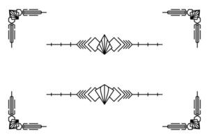 Art deco line border. Modern arabic gold frames, decorative lines borders and geometric golden label frame design elements vector