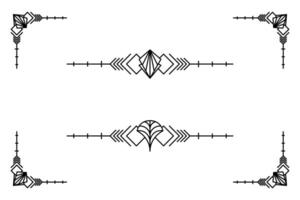 Art deco line border. Modern arabic gold frames, decorative lines borders and geometric golden label frame design elements vector