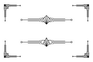 Arte deco línea borde. moderno Arábica oro marcos, decorativo líneas fronteras y geométrico dorado etiqueta marco diseño elementos vector