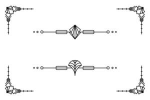 Art deco line border. Modern arabic gold frames, decorative lines borders and geometric golden label frame design elements vector