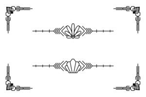 Art deco line border. Modern arabic gold frames, decorative lines borders and geometric golden label frame design elements vector
