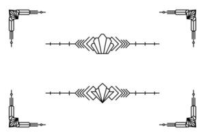 Art deco line border. Modern arabic gold frames, decorative lines borders and geometric golden label frame design elements vector
